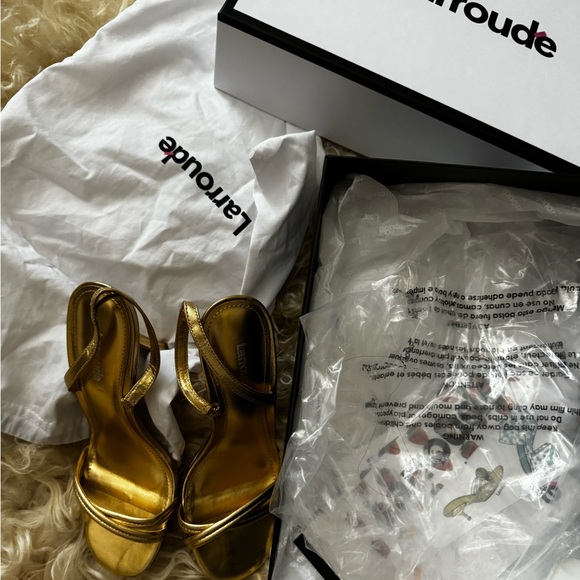 Larroudé Annie Sandal In Gold Metallic Leather, Size US 6.5 - Picture 12 of 12